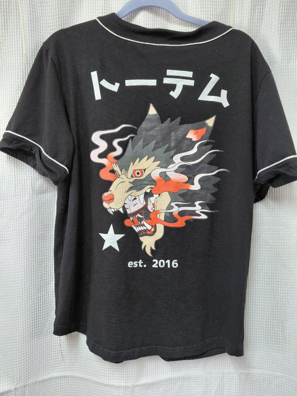 Totem Est 2016 Black Baseball Jersey Tekken Mishima Zaibatsu Japan Size Medium